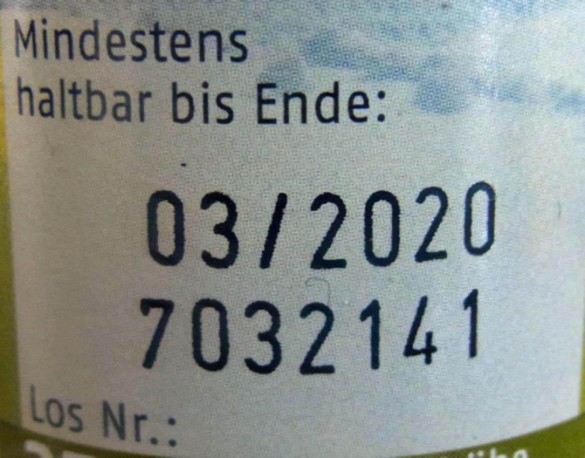 Mindesthaltbarkeitsdatum auf Verpackung