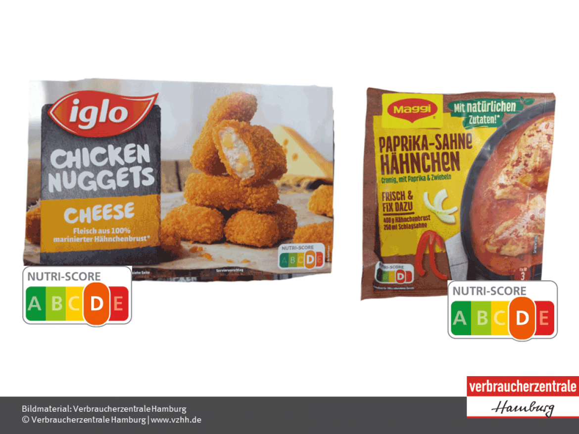 Nutri-Score: Produktbeispiel Chicken Nuggets / Hähnchen mit D (2021)