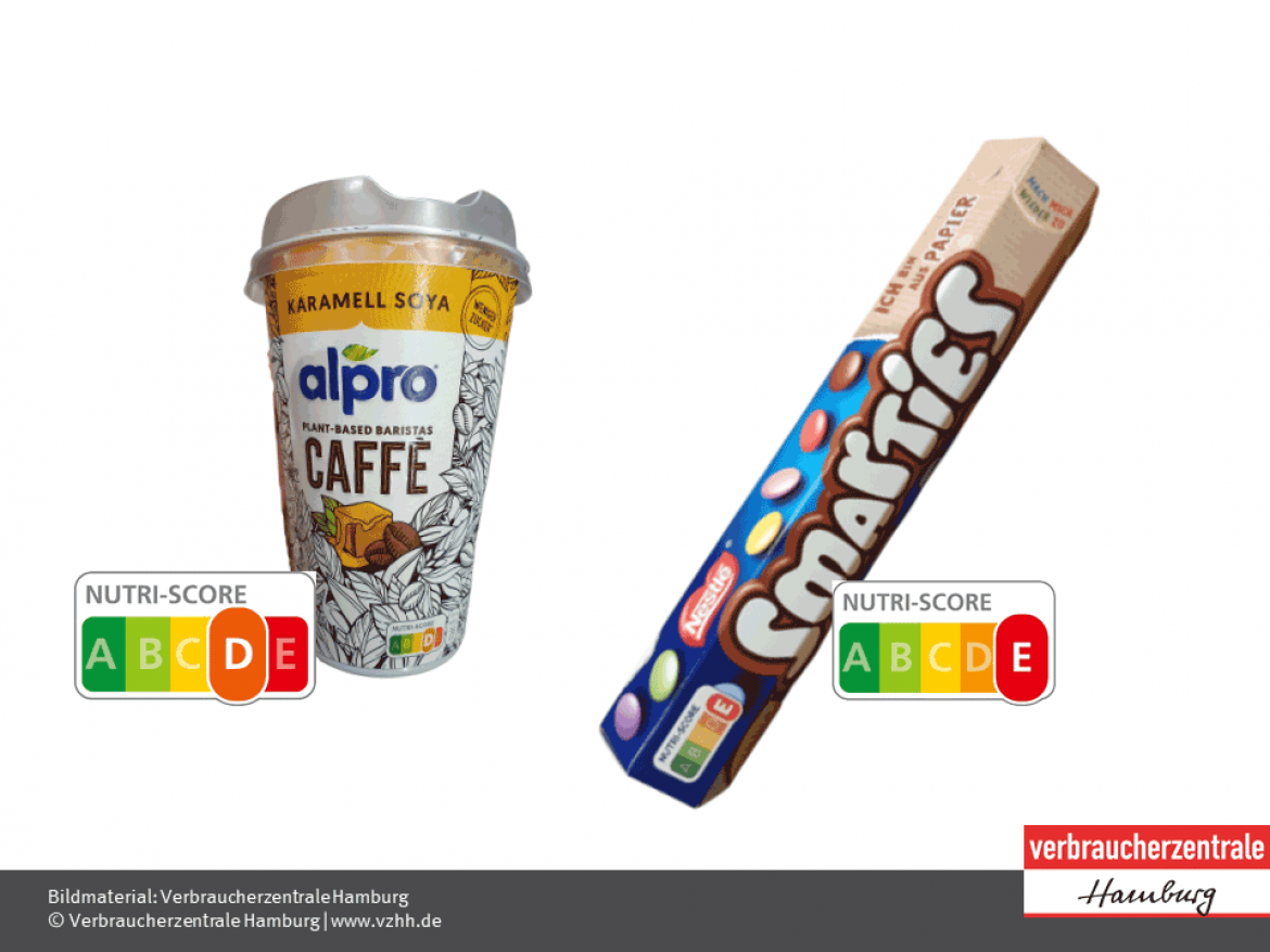 Nutri-Score: Produktbeispiel Cafe / Smarties mit D / E (2021)