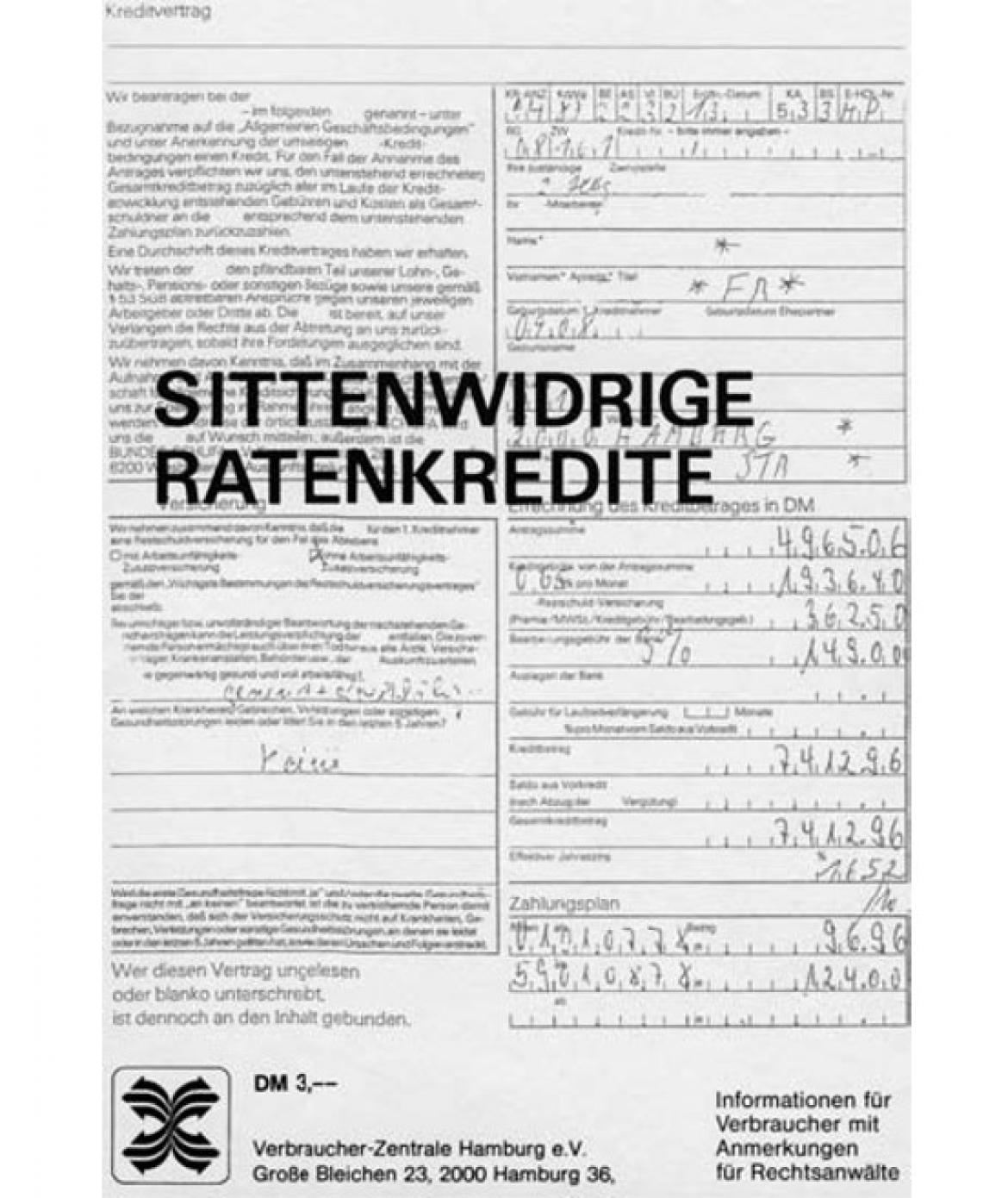 Broschüre "Sittenwidrige Ratenkredite" der Verbraucher-Zentrale (1983)