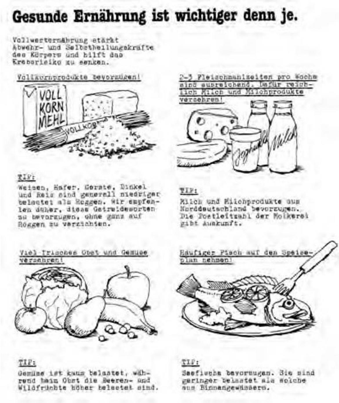 Faltblatt "Gesunde Ernährung ist wichtiger denn je" von der Verbraucher-Zentrale (1987)