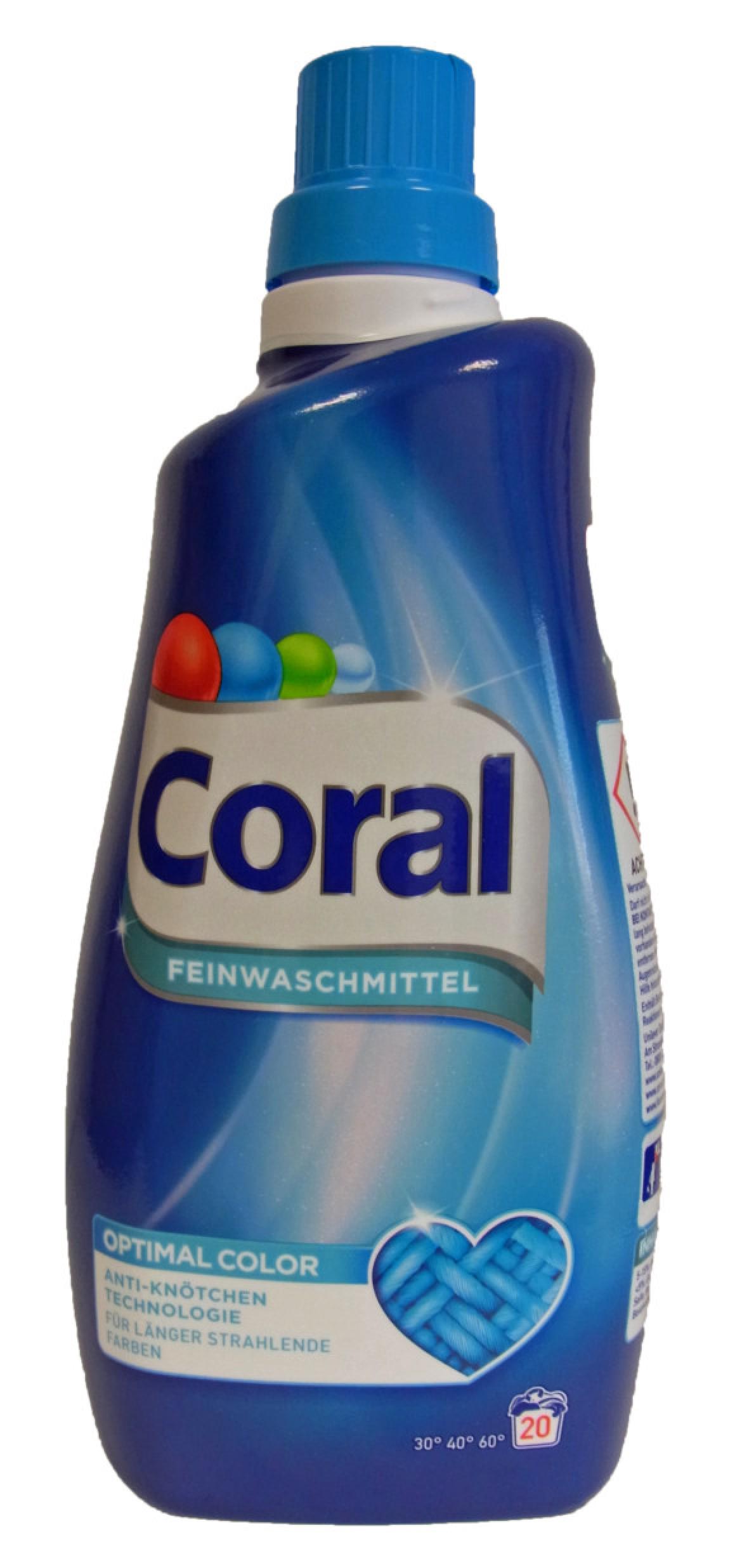 Eine Flasche Optimal Coral Feinwaschmittel von Coral
