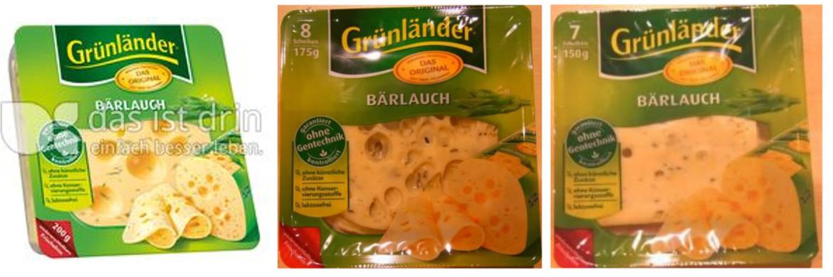 Vergleich der alten und neuen Verpackungsgrößen von Grünländer Bärlauch von Hofland