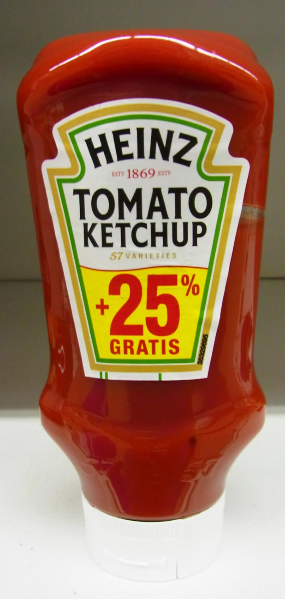 Heinz Ketchup Flasche mit "25 Prozent extra"