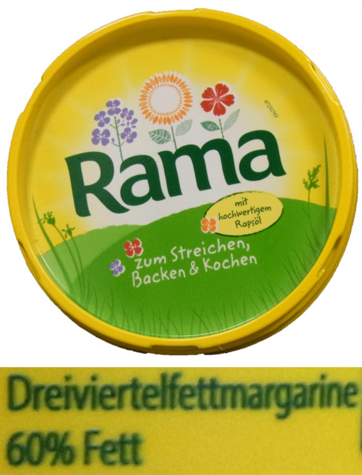 Eine Packung Rama mit Angaben zum Fettgehalt