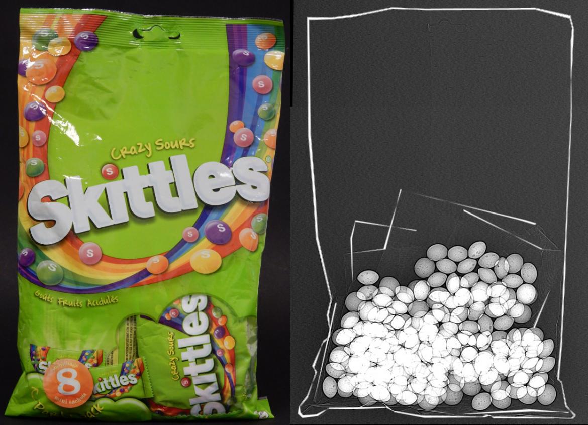 Skittles mit Röntgenbild