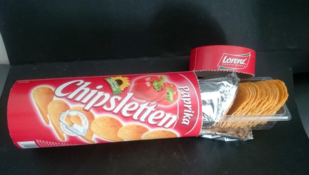 Die offene Packung der neuen Chipsletten-Dose (2018)