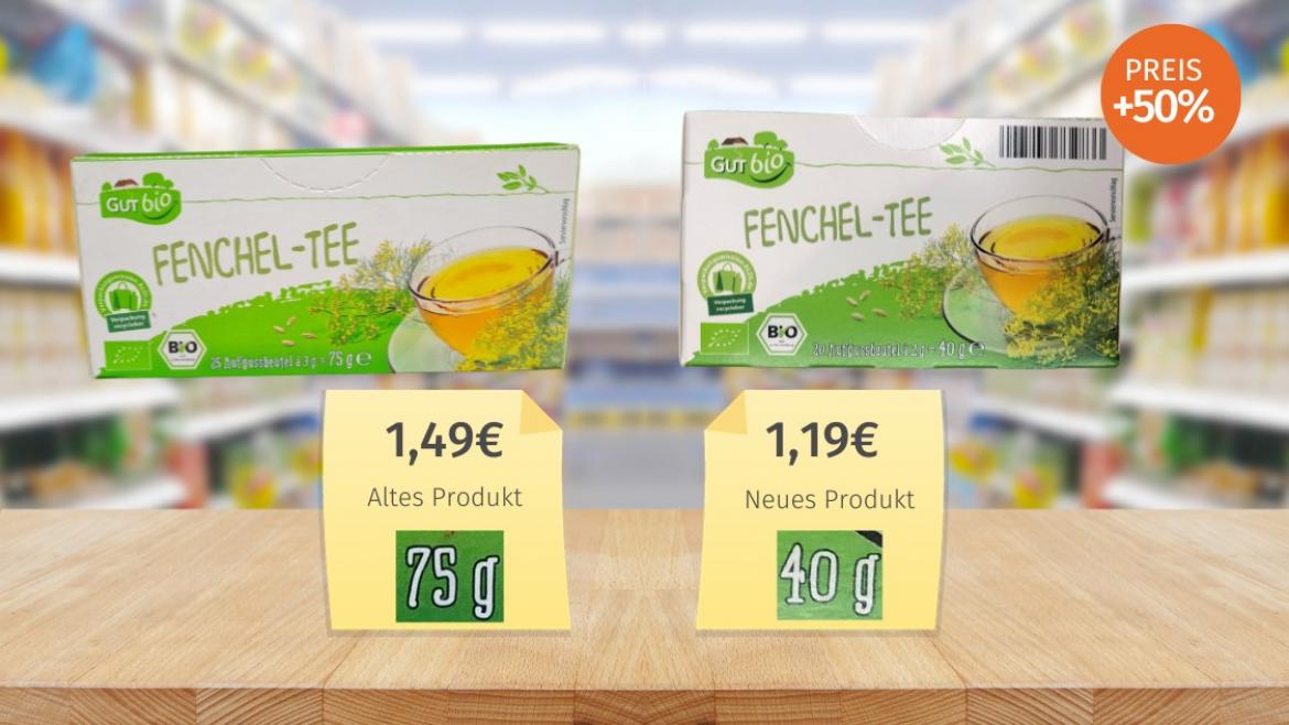 Versteckte Preiserhöhung beim GutBio Fenchel-Tee von Aldi