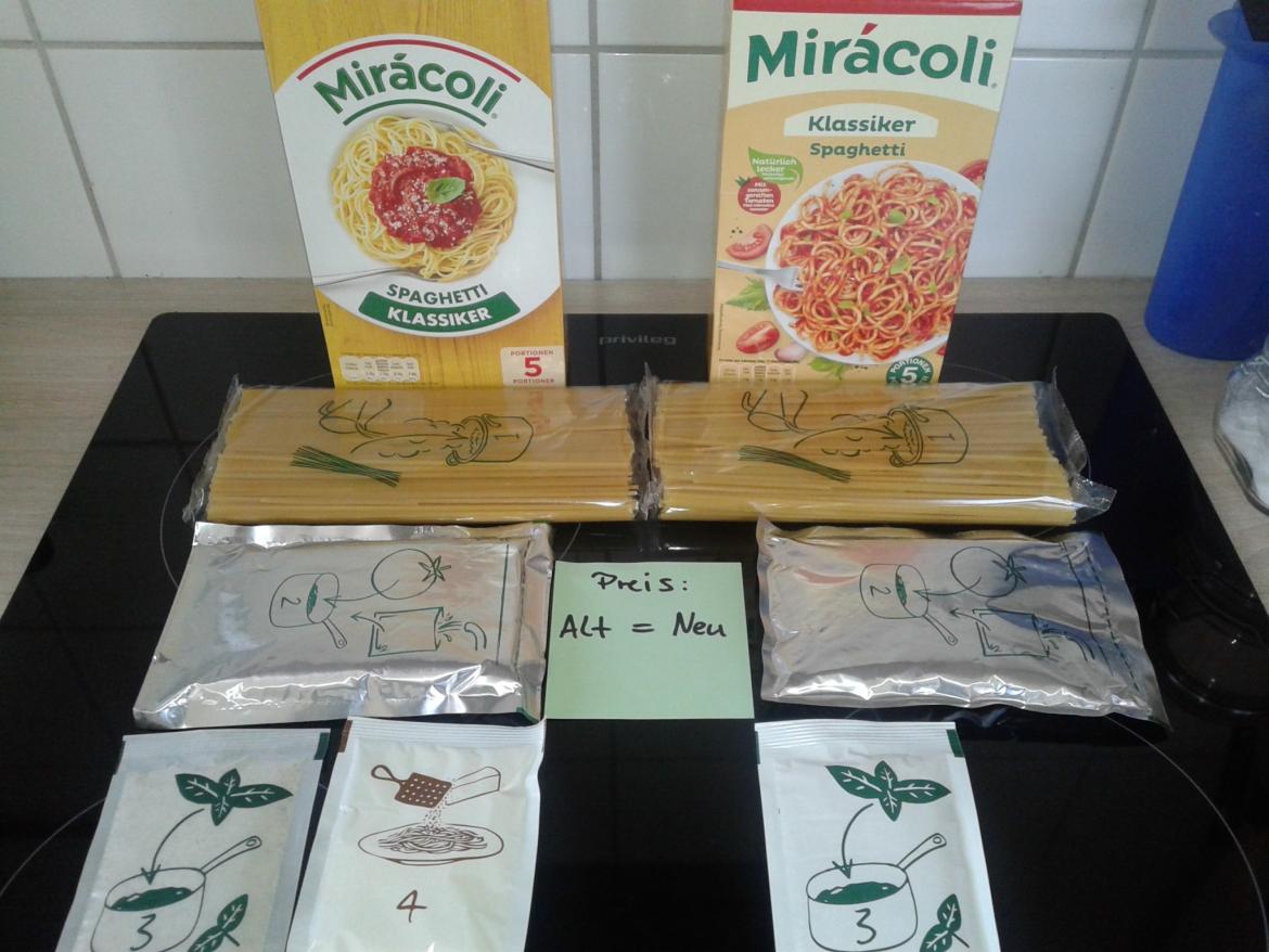 Ausgepackt: Vergleich der alten und der neuen Packung von Miracoli