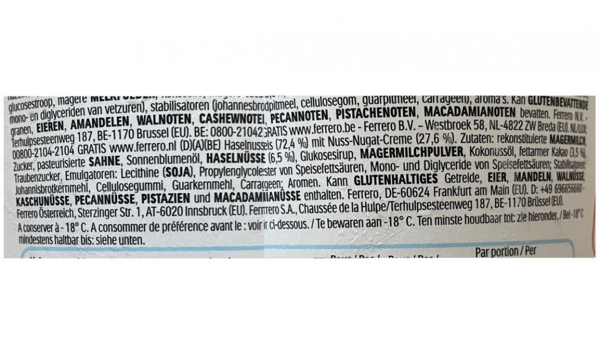 Zutatenliste für Nutella-Eis (Fotomontage)
