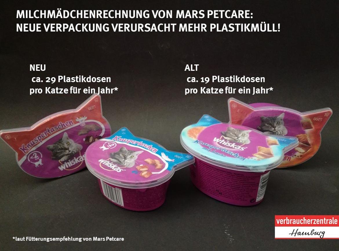 Mogelpackung:Mehr Plastikmüll durch Whiskas Katzennacks von Mars (2020)