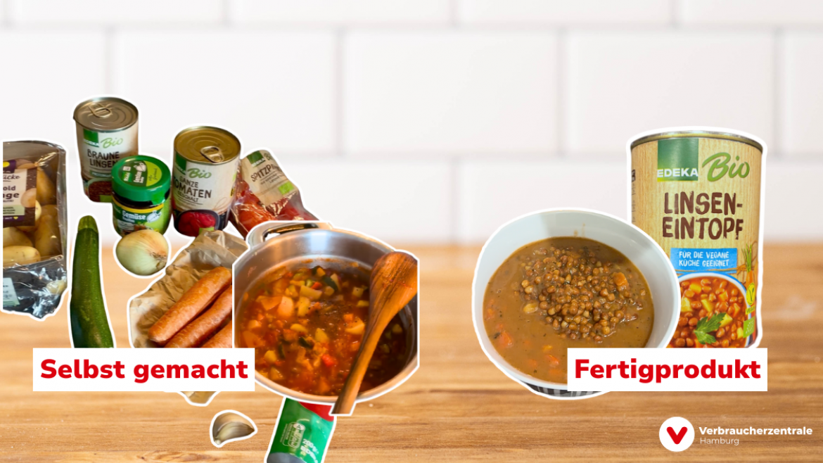 Marktcheck Selbstgekocht vs Fertiggericht Linseneintopf zubereitet