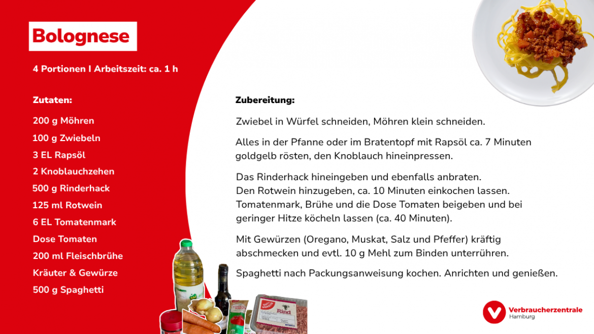 Marktcheck Selbstgekocht vs. Fertiggericht Rezept Bolognese 