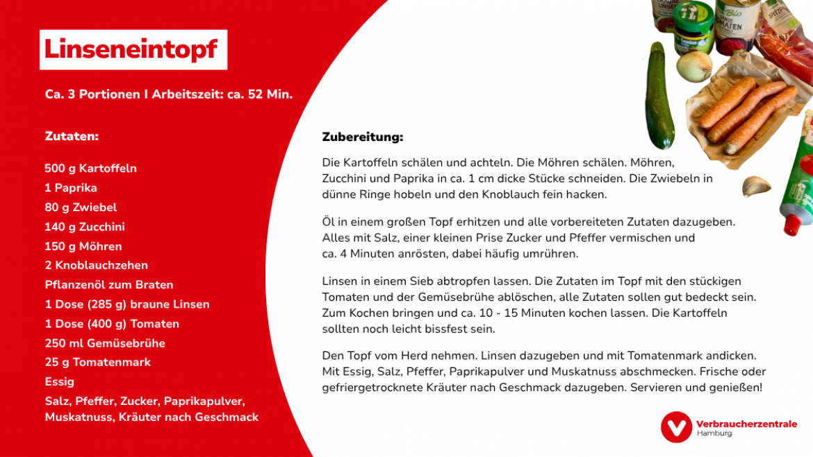 Marktcheck Selbstgekocht vs. Fertiggericht Rezept Linseneintopf