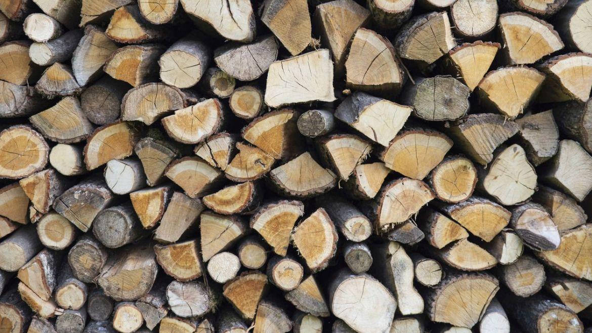 Ein Stapel mit Holzscheiten