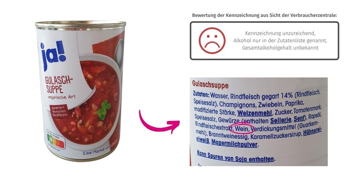 Alkohol in Lebensmitteln: Ja Gulaschsuppe (2021)