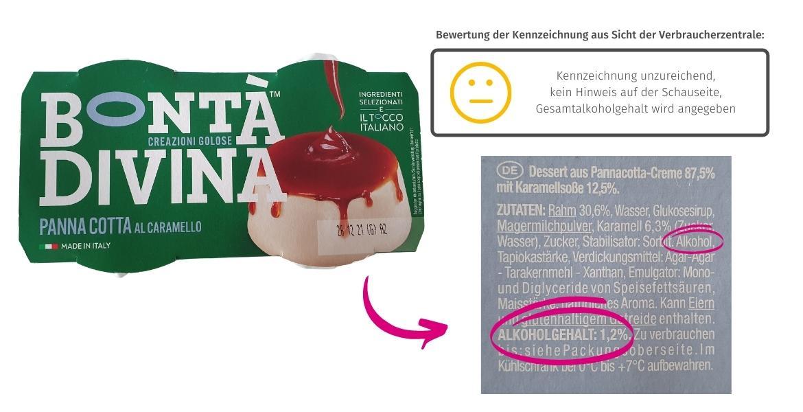 Alkohol in Lebensmitteln: Bonta Divina Panna Cotta (2021)