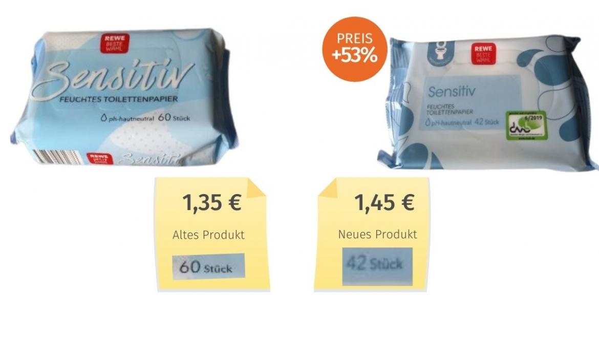 Rewe beste Wahl feuchtes Toilettenpapier (2020) Alt-Neu-Vergleich