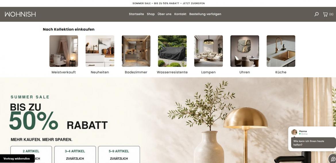 China-Shop: wohnish.de (2026)