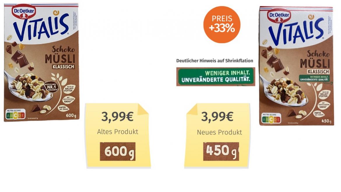 Dr. Oetker Vitalis Müsli Schokomüsli Klassisch (2025) Alt-Neu-Vergleich