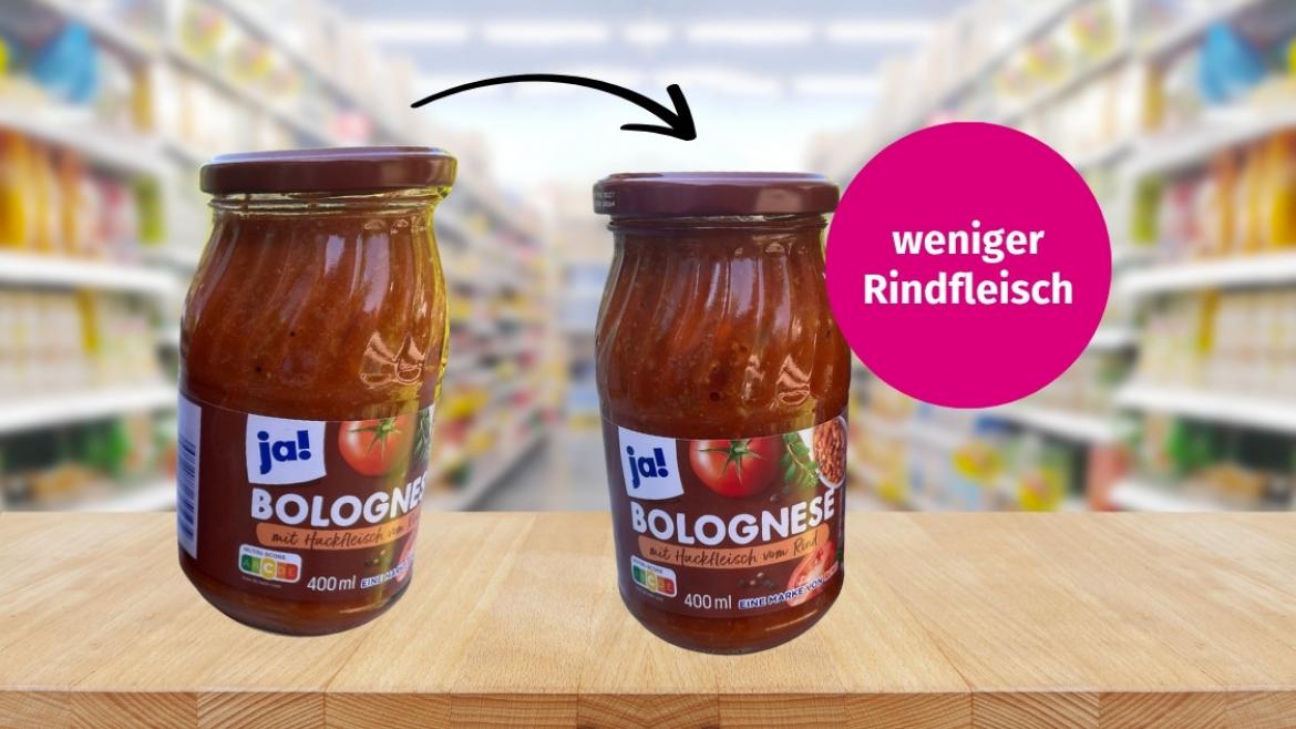 Rewe (ja!) Bolognese mit Hackfleisch Skimpflation