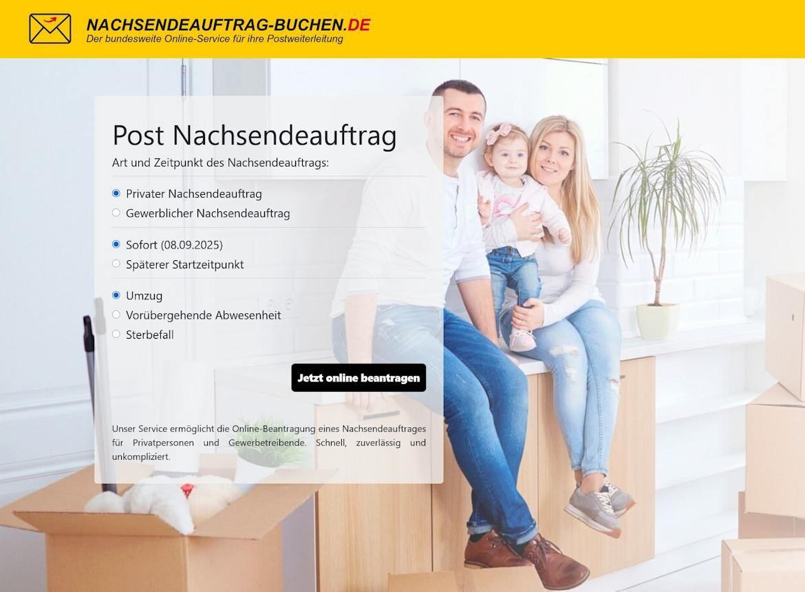 Behoerden-Nepp: Screenshot nachsendeauftrag-buchen.de (2025)