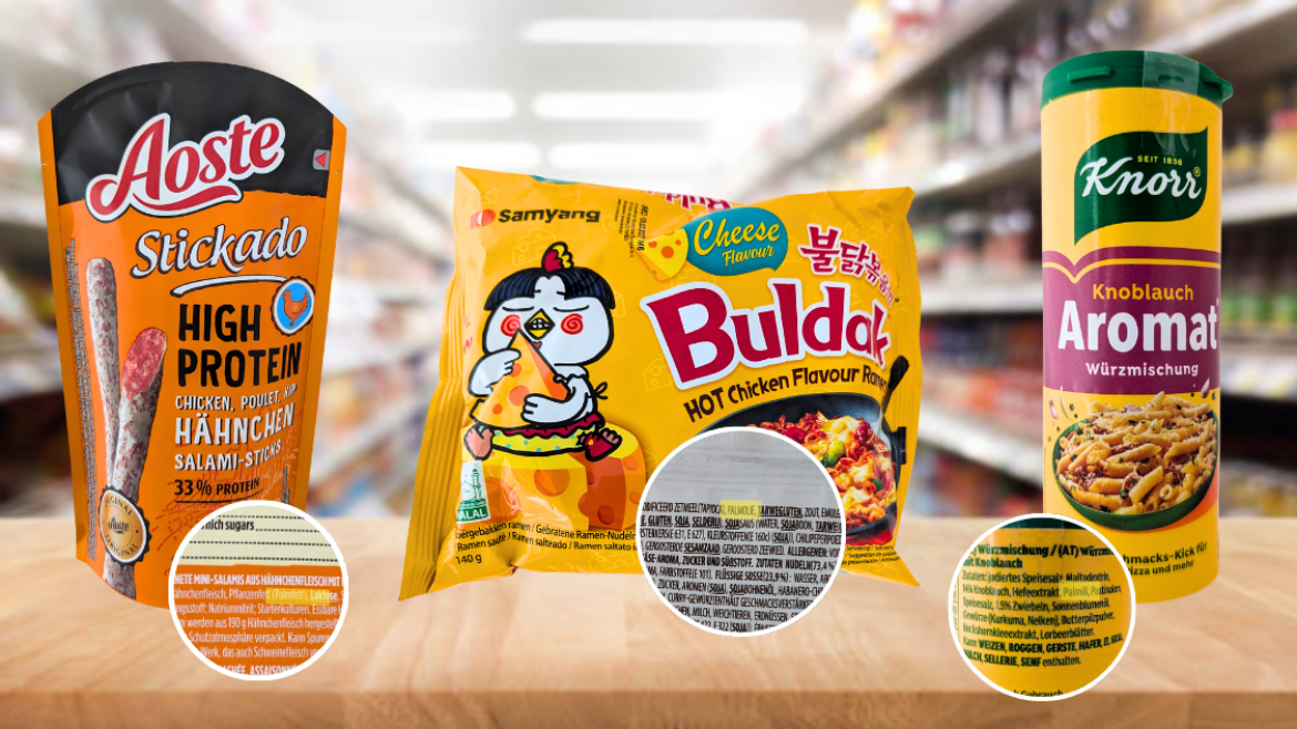 Produkte von Aoste, Buldak und Knorr mit Palmöl