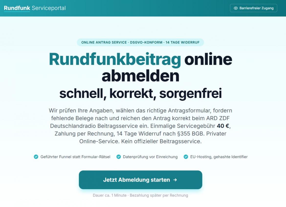 Behörden-Nepp: Rundfunk-Serviceportal Startseite