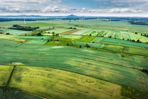 Landschaft mit Windrädern