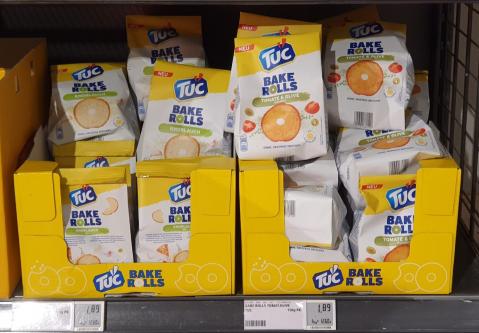 Mogelpackung: Tuc Bake Rolls im Regal (2023)