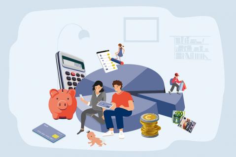 Familien: Illustration zum Thema Haushaltsbudget (2024)