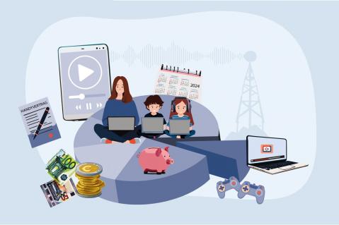 Familien: Illustration zum Thema Telefon und Internet (2024)