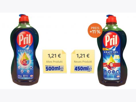 Mogelpackung: Pril Geschirrspülmittel (2021) Alt-Neu-Vergleich