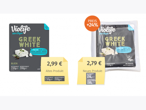 Vergleich alter und neuer Packung von Greek White