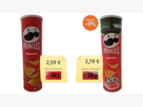 Mogelpackung: Pringles Chips (2022) Alt-Neu-Vergleich