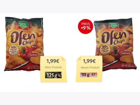 Mogelpackung: Funny-Frisch Ofenchips Paprika (2026) Alt-Neu-Vergleich