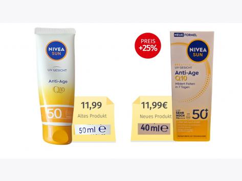Mogelpackung: Nivea Sun Anti-Age LSF 50+ (2026) Alt-Neu-Vergleich