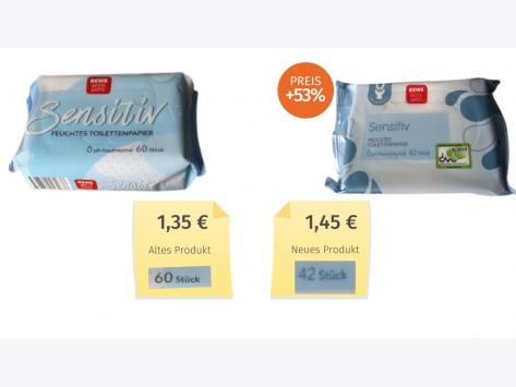 Rewe beste Wahl feuchtes Toilettenpapier (2020) Alt-Neu-Vergleich