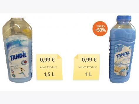 Mogelpackung: Tandil Weichspüler (2020) Alt-Neu-Vergleich