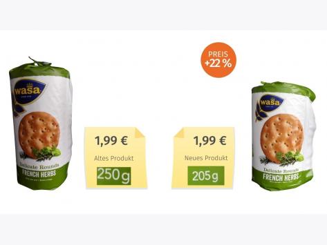 Mogelpackung: Wasa french herbs (2019) Alt-Neu-Vergleich