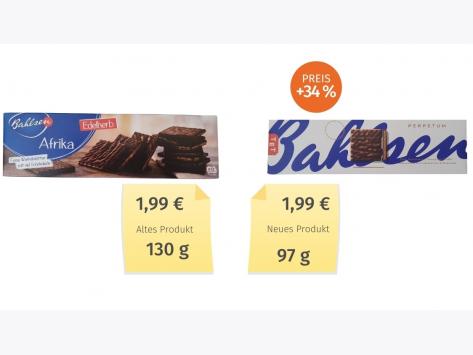 Mogelpackung: Bahlsen Waffel (2021) Alt-Neu-Vergleich
