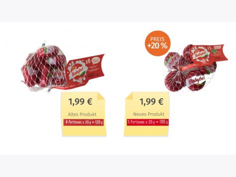Mogelpackung: Bel Deutschland Mini Babybel (2018) Alt-Neu-Vergleich