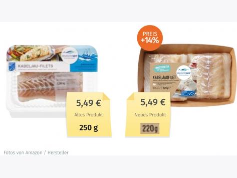 Deutsche See Kabeljaufilet (2022) Alt-Neu-Vergleich