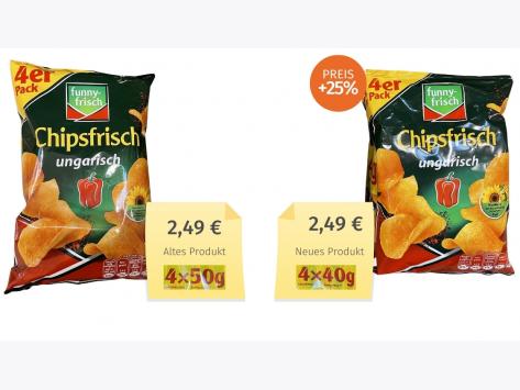 Funny Frisch Chipsfrisch ungarisch 4er Pack (2022) Alt-Neu-Vergleich
