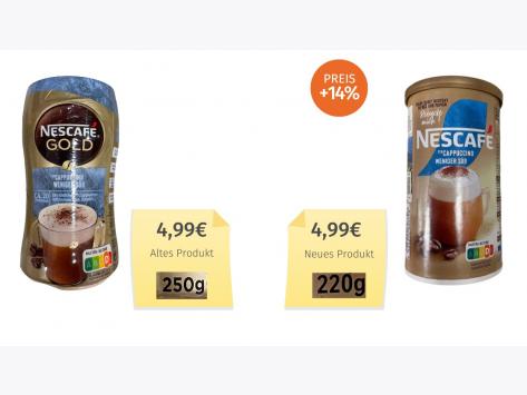 Nescafé Typ Cappuccino weniger süß (2024) Alt-Neu-Vergleich