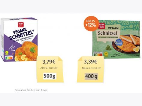 Rewe Beste Wahl Schnitzel vegan (2023) Alt-Neu-Vergleich