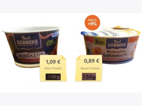 Söbbeke Sahnekefir mild auf Pfirsich-Maracuja (2022) Alt-Neu-Vergleich