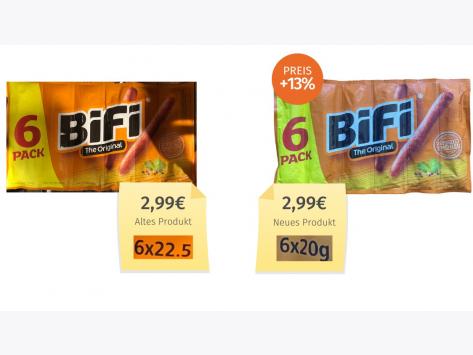 Mogelpackung: BiFi Original 6-Pack (2023) Alt-Neu-Vergleich
