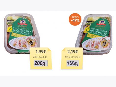 Mogelpackung: Golßener vegetarischer Fleischsalat (2023) Alt-Neu-Vergleich