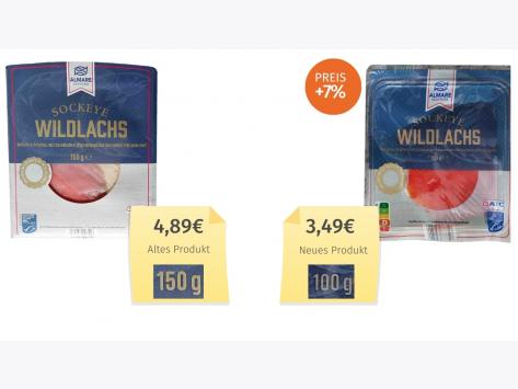 Mogelpackung: Almare Sockeye Wildlachs (2023) Alt-Neu-Vergleich